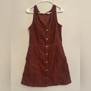 Levi’s Corduroy Button Front Jumper Dress Women’s Medium Rust Brown